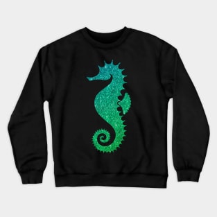 Green Ombre Faux Glitter Seahorse Crewneck Sweatshirt